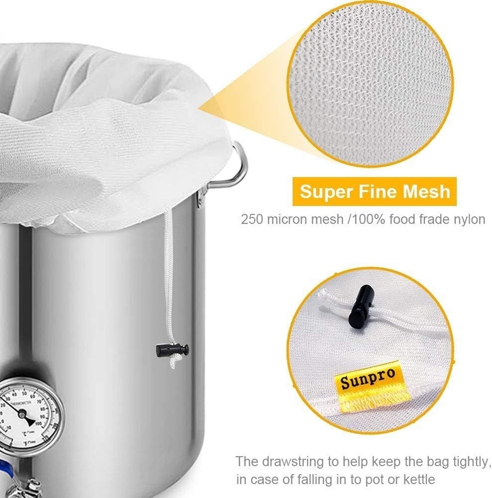 2 Pack Extra Large Brew Bag (31" x 31") - Reusable Fine Mesh Straining Bag for B