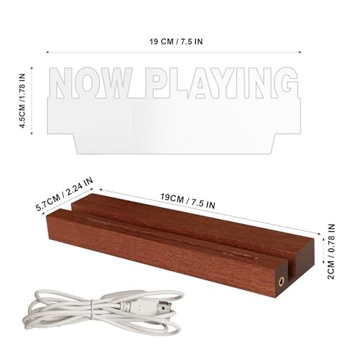 Now Playing Vinyl Record Stand Wall Mount, Rectangular Wall Mount - Warm White