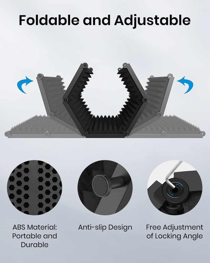 Microphone Isolation Shield - Foldable & Adjustable Sound Insulation