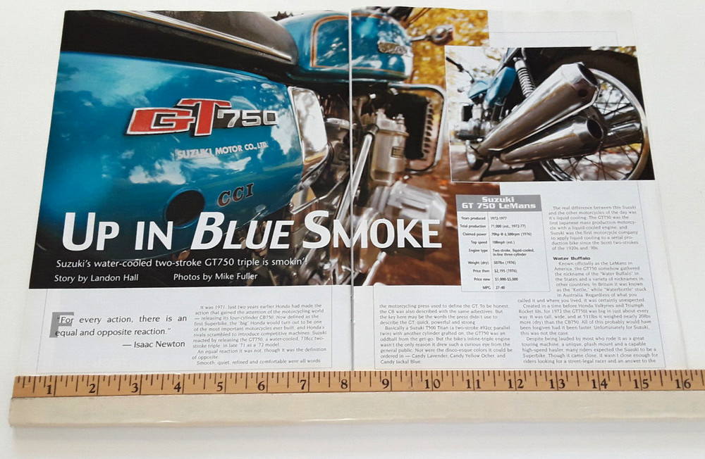 1976 SUZUKI GT750 TRIPLE  ORIGINAL 2006 ARTICLE