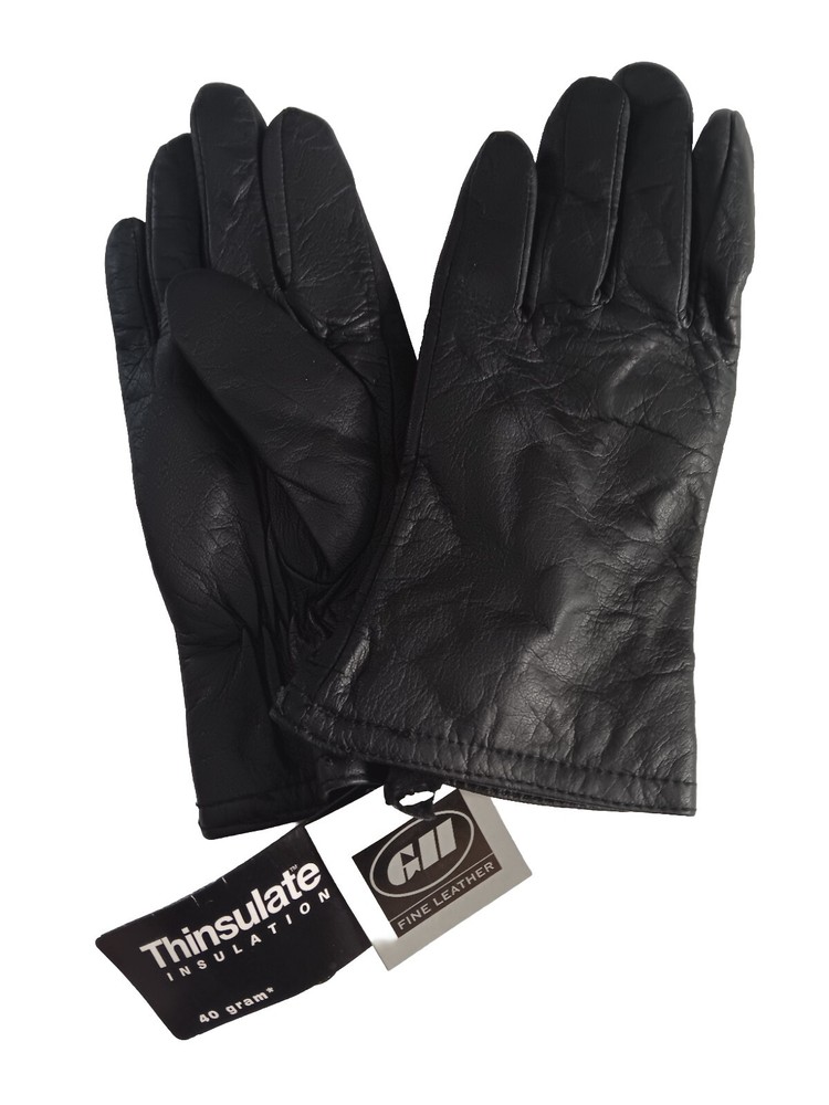 Women's Thinsulate Leather Small Black Gloves