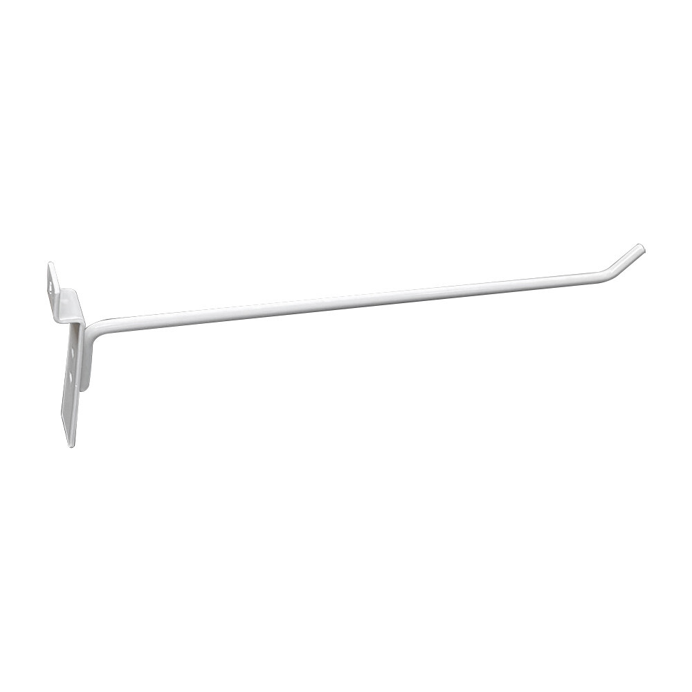 12" Gloss White Slatwall Panel Hooks Display Hooks,Single Rod Hooks - Pack 12