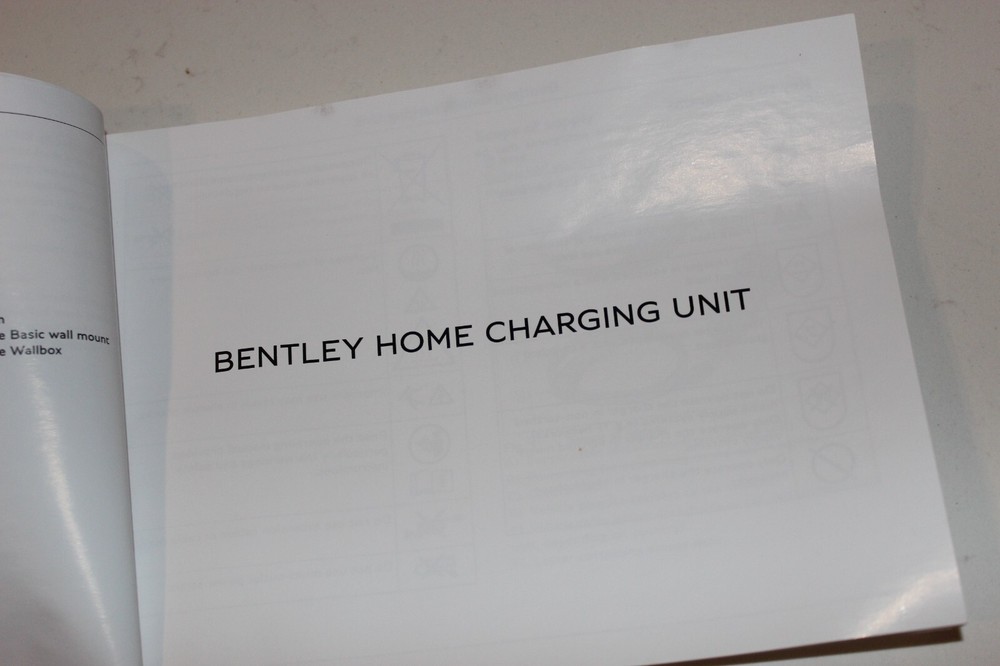 Bentley Home Charging Unit Users Manual OEM #3SE012723SA