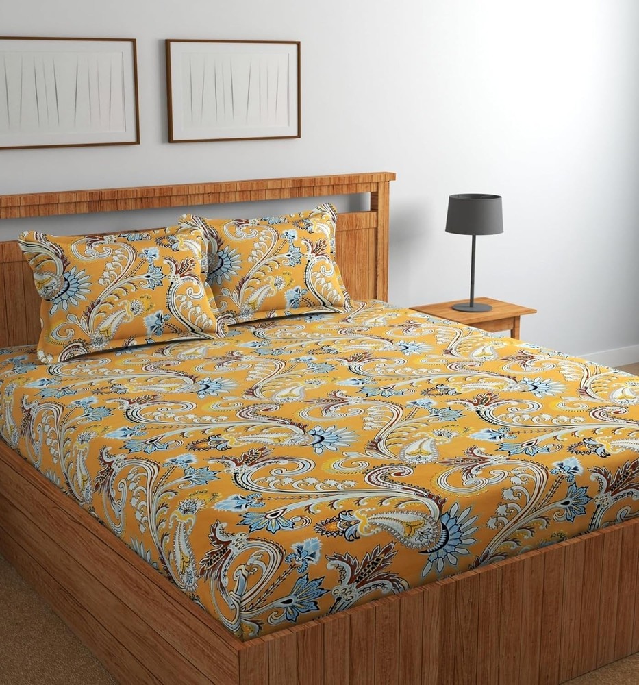 Cotton 3D Printed Bedsheet with 2 Pillow Cover IB 45