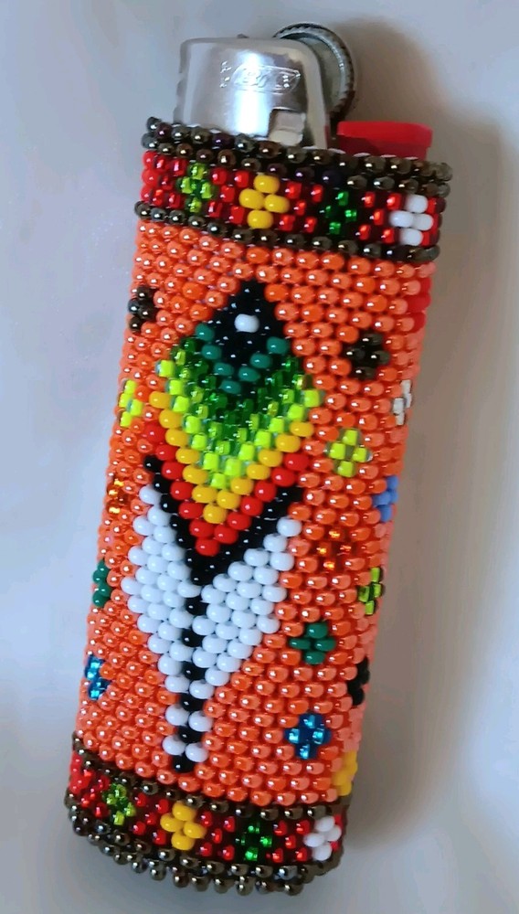 Bic Lighter Sleeve Beaded Native American Style Lighter Case, Guatemala Beadwork