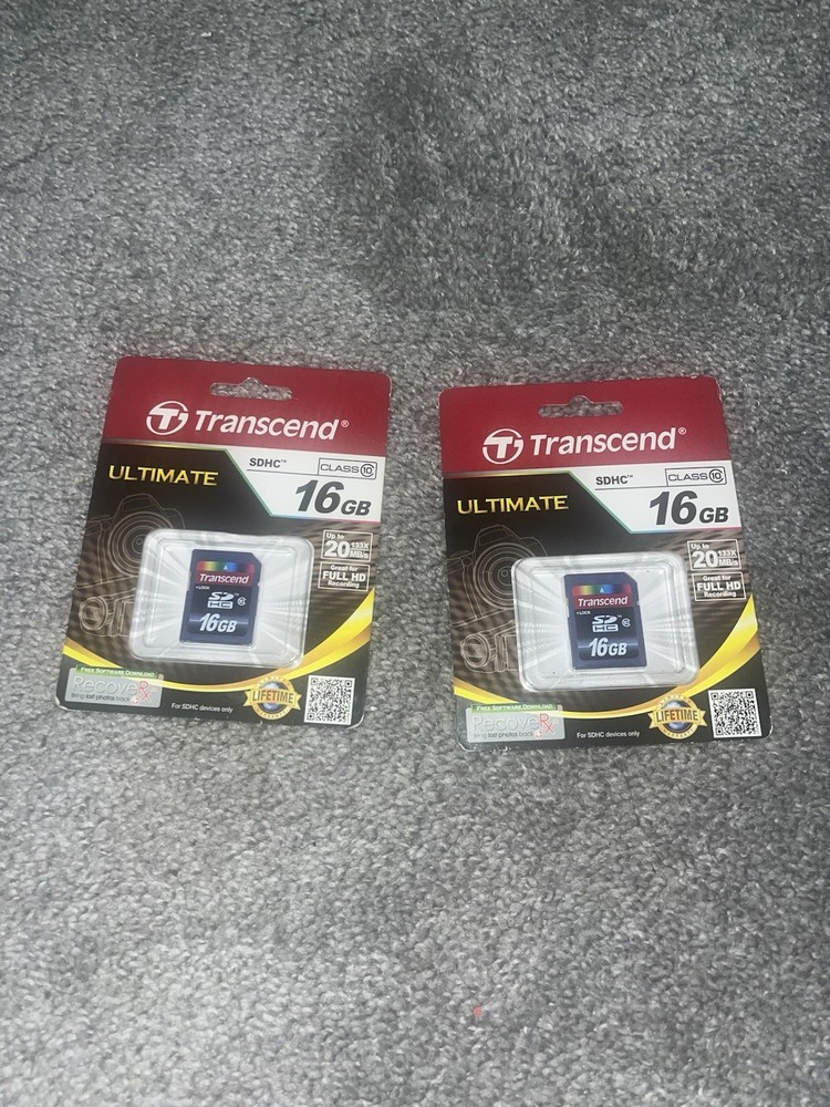Transcend Ultimate SDHC Class 10 High Speed 16GB Memory Card 2-Pack