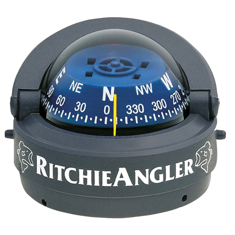 Ritchie Marine RA93 Angler Boat Compass Surface Mount Gray/Blue Illuminated Dial