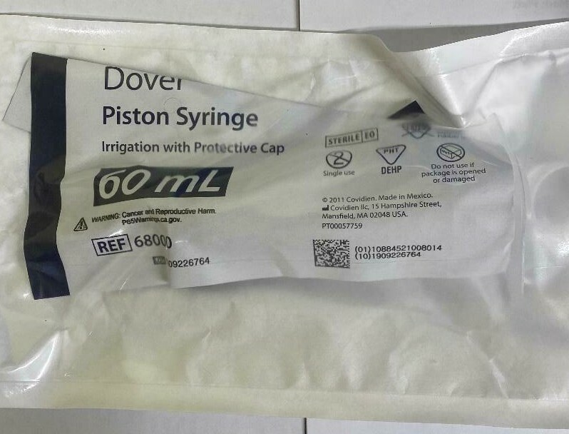 Dover Piston Syringes Irrigation w/cap 60 ml REF 68000 / 10-pack