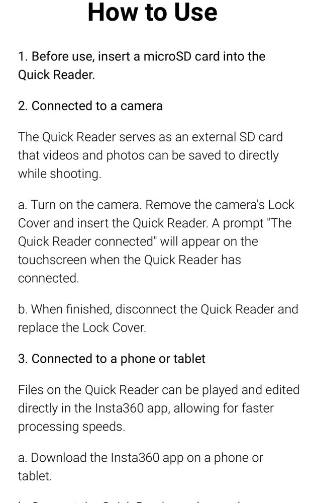 Original Insta360 X4 Quick Reader - Fast & Convenient Data Transfer