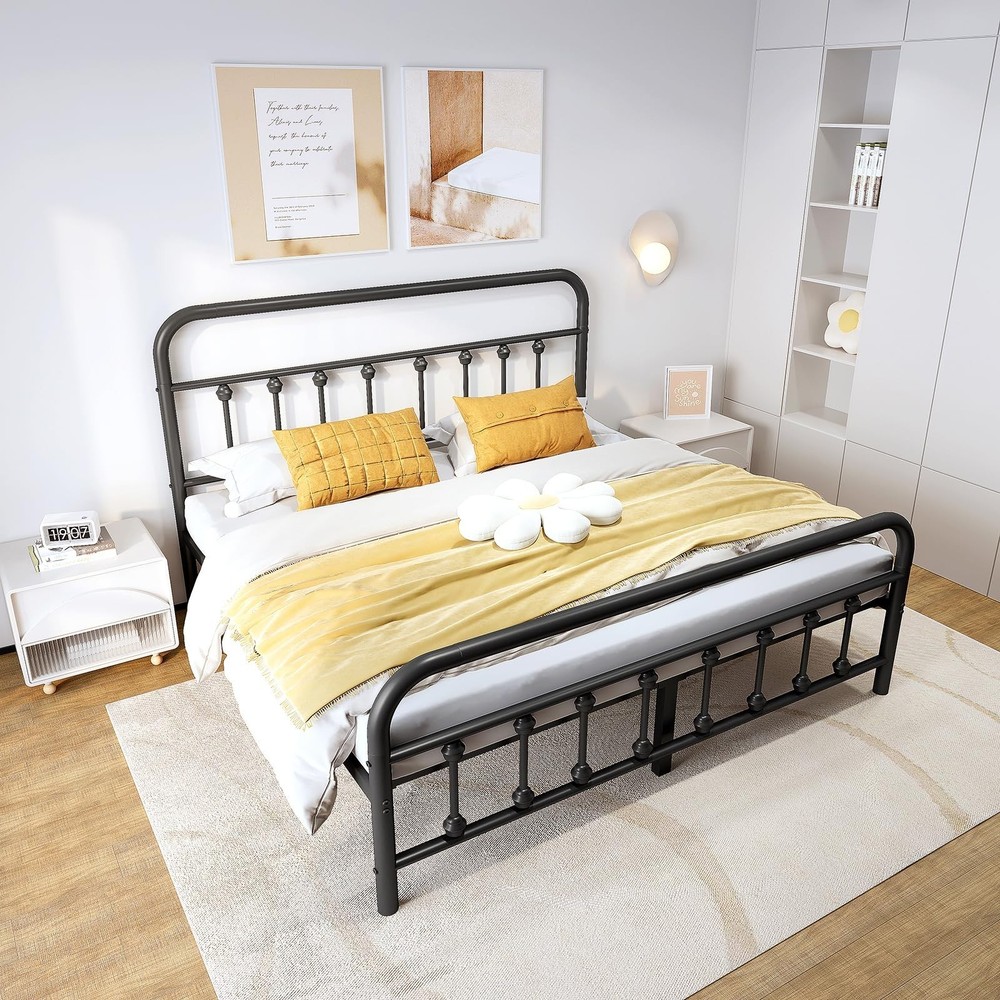 Vengarus Metal Bed Frame,Full Size Bed Frame with Headboard,Structurally Stab...
