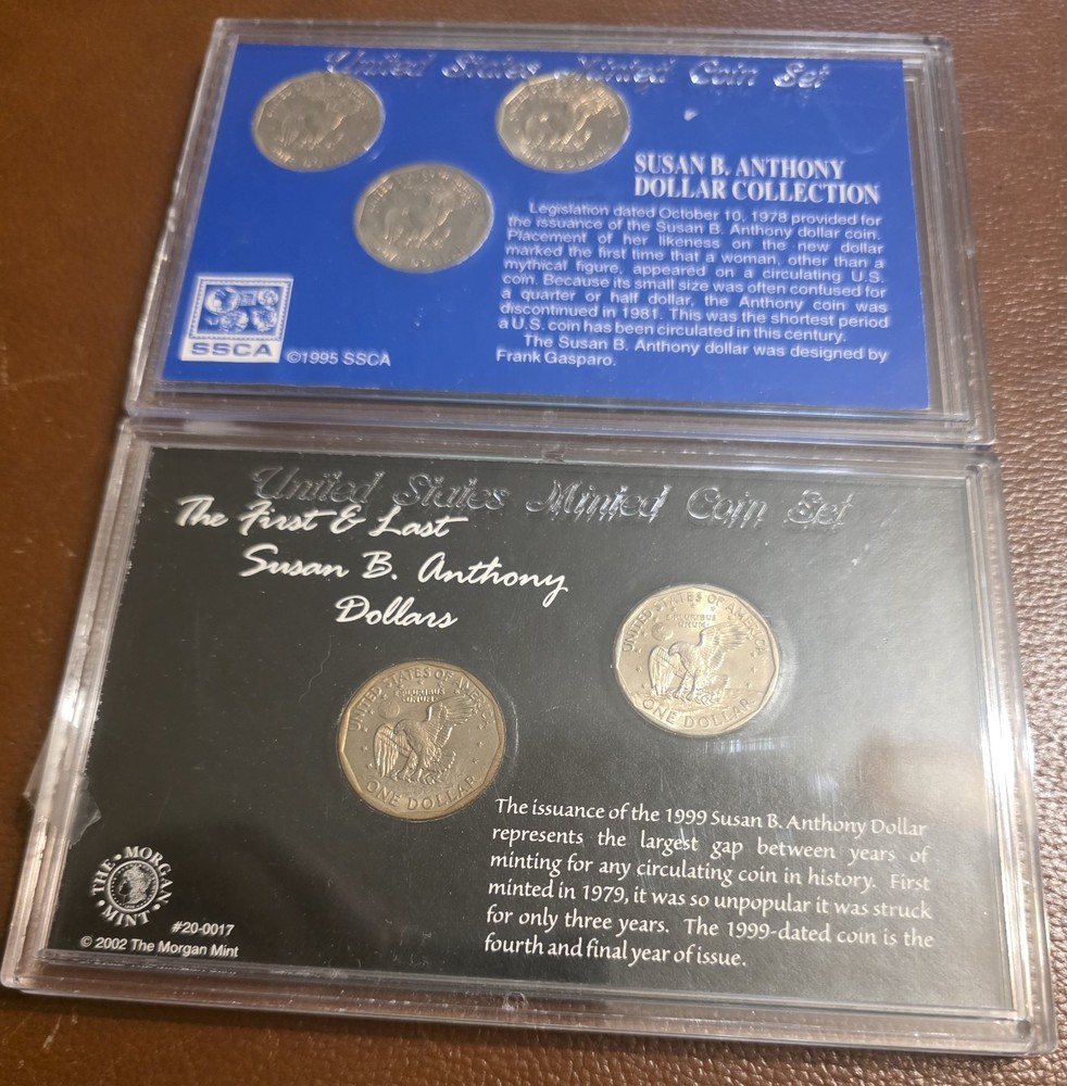 SUSAN B ANTHONY DOLLARS 2 SETS 5 COINS