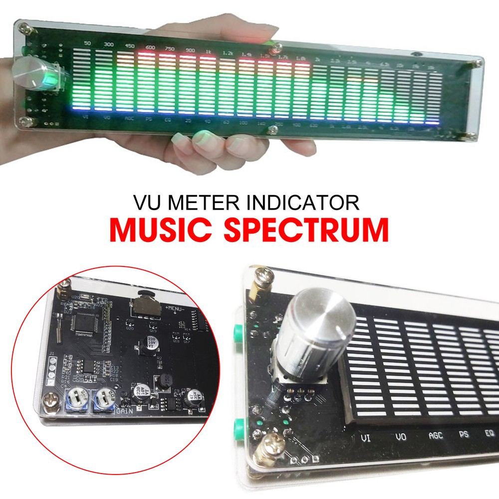 20 Segment LED Level Display Stereo VU Meter Indicator Music Spectrum Analyzer