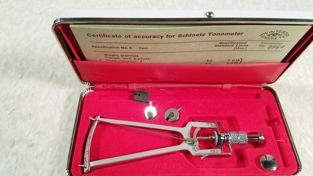 Vintage Winters Schioetz Tonometer Improved Optometry With Case & Papers
