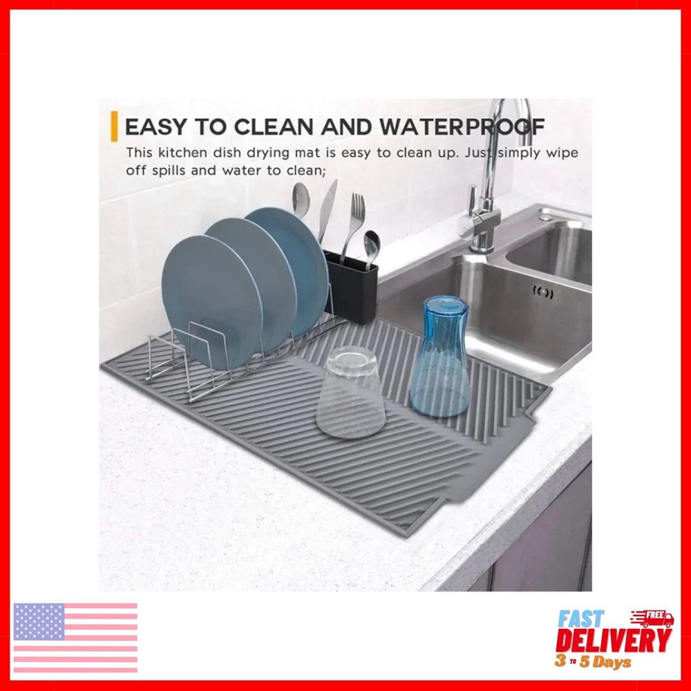 Extra large Silicone Sink Dish Draining Mat Kitchen Utensil Drying Board Pad