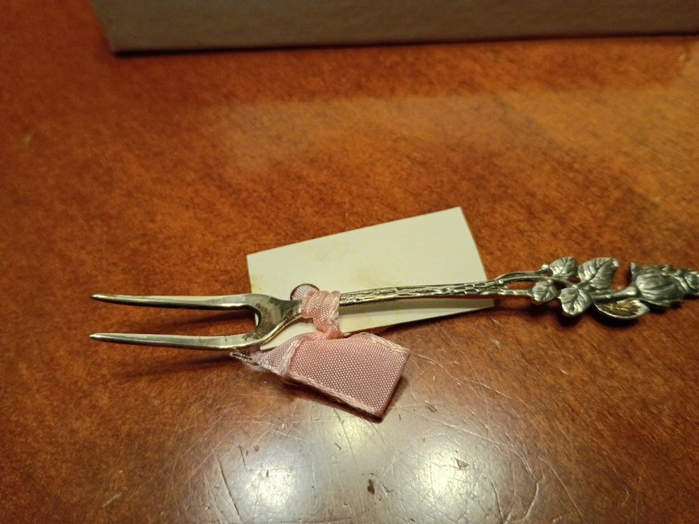 Serving Fork, Rose, 800 Silver With Box