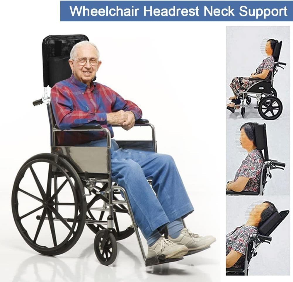 Adjustable Headrest Neck Support Pillow for Wheelchair Users, Soft Cushion