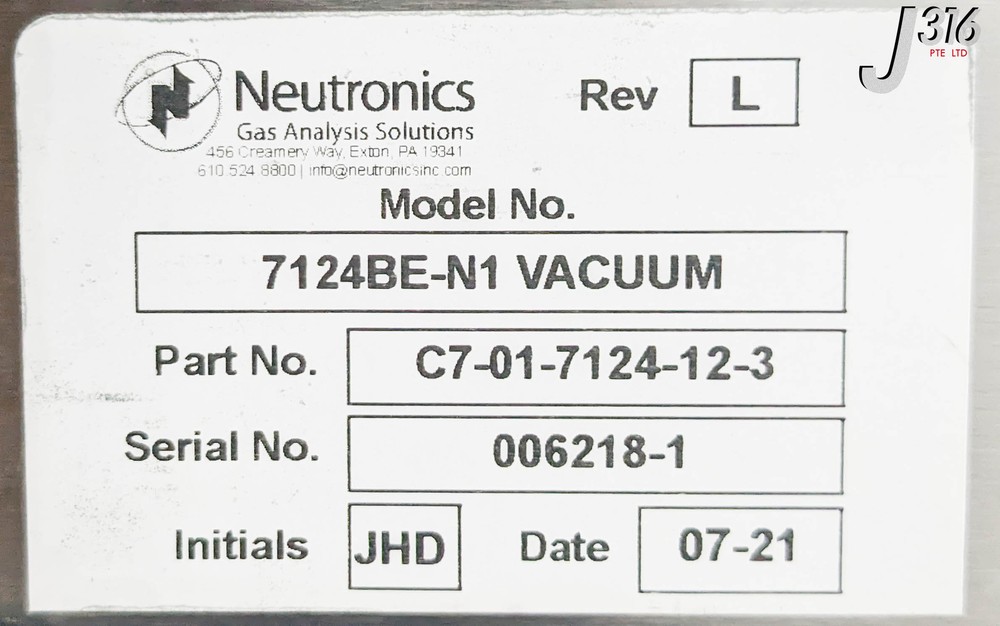 34133 NEUTRONICS OXYGEN ANALYZER, MODEL 7100 W/ SENSOR 7100E-02 7124BE-N1