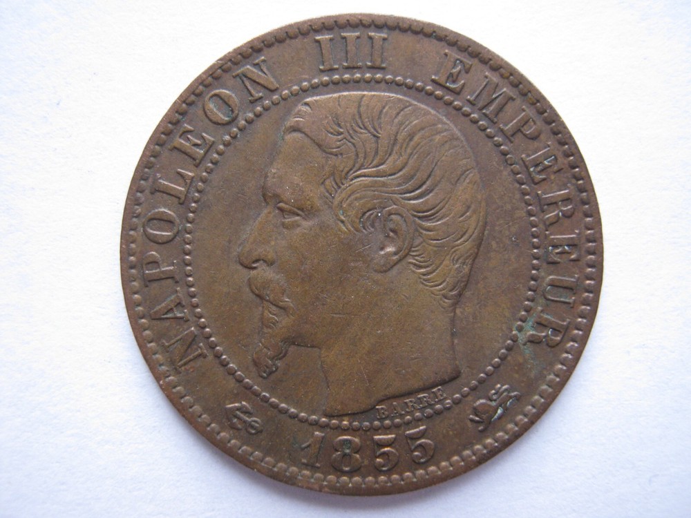 France 1855-D bronze 5 Centimes VF