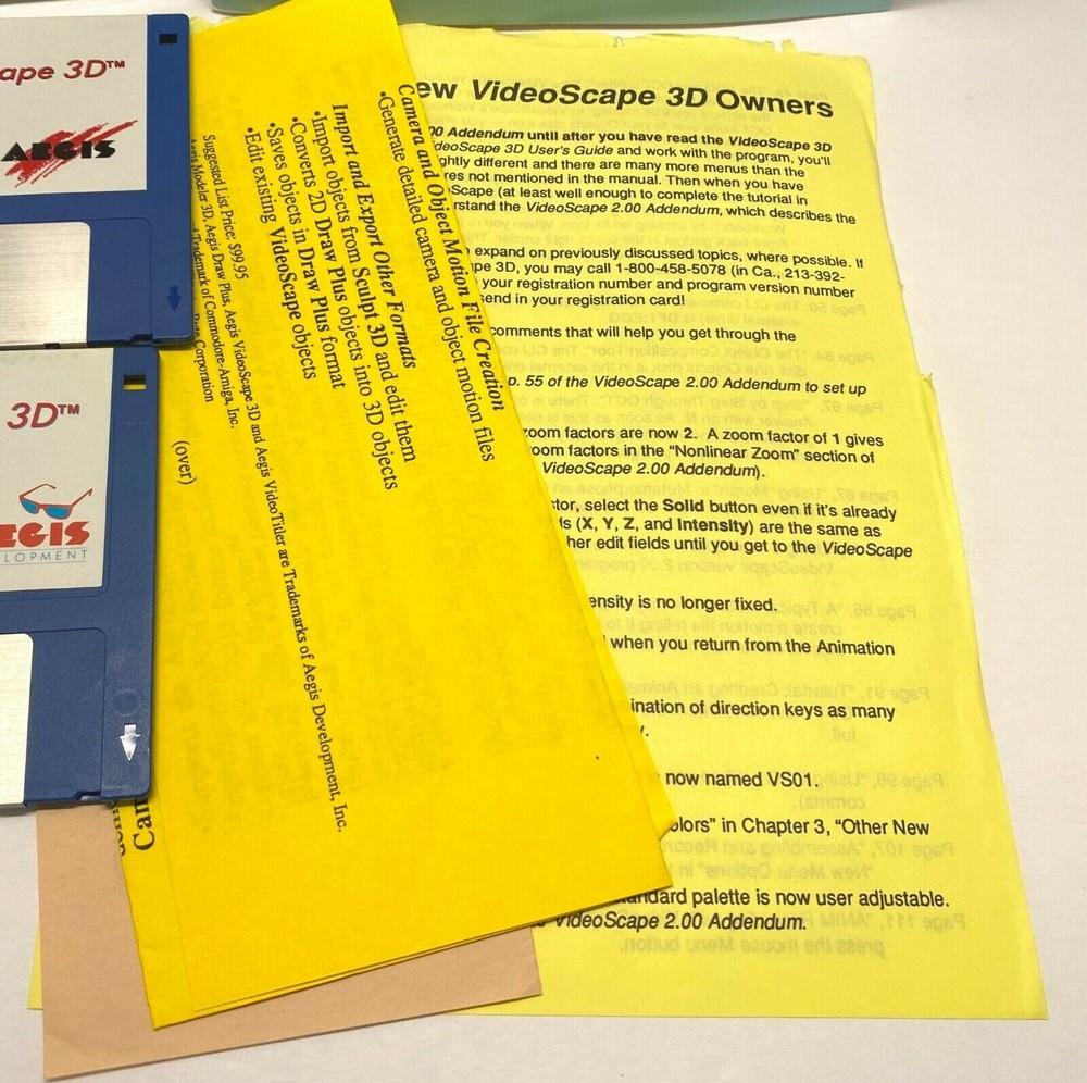 VideoScape 3D Software Aegis Development for Commodore Amiga 1987 User Guide