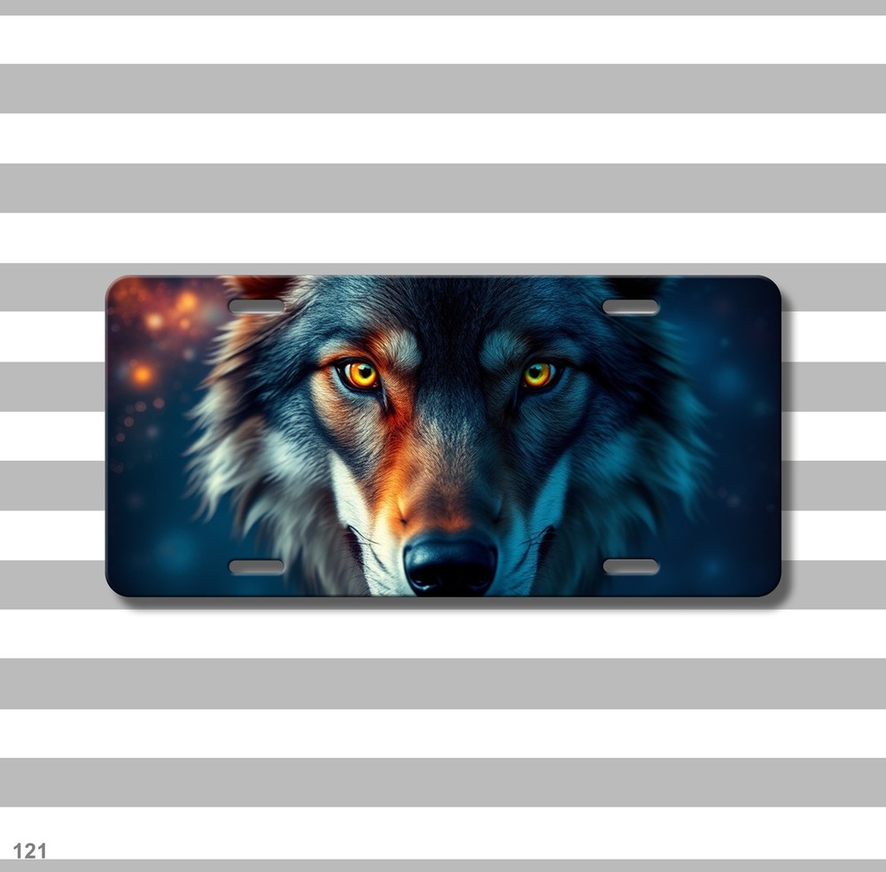 Unique Wolf License Plate Optional Text Auto Tag Holiday Gift