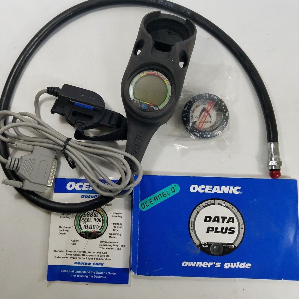 Oceanic Data Plus Dive Computer Pressure Gauge Hose Compass Cable Untested