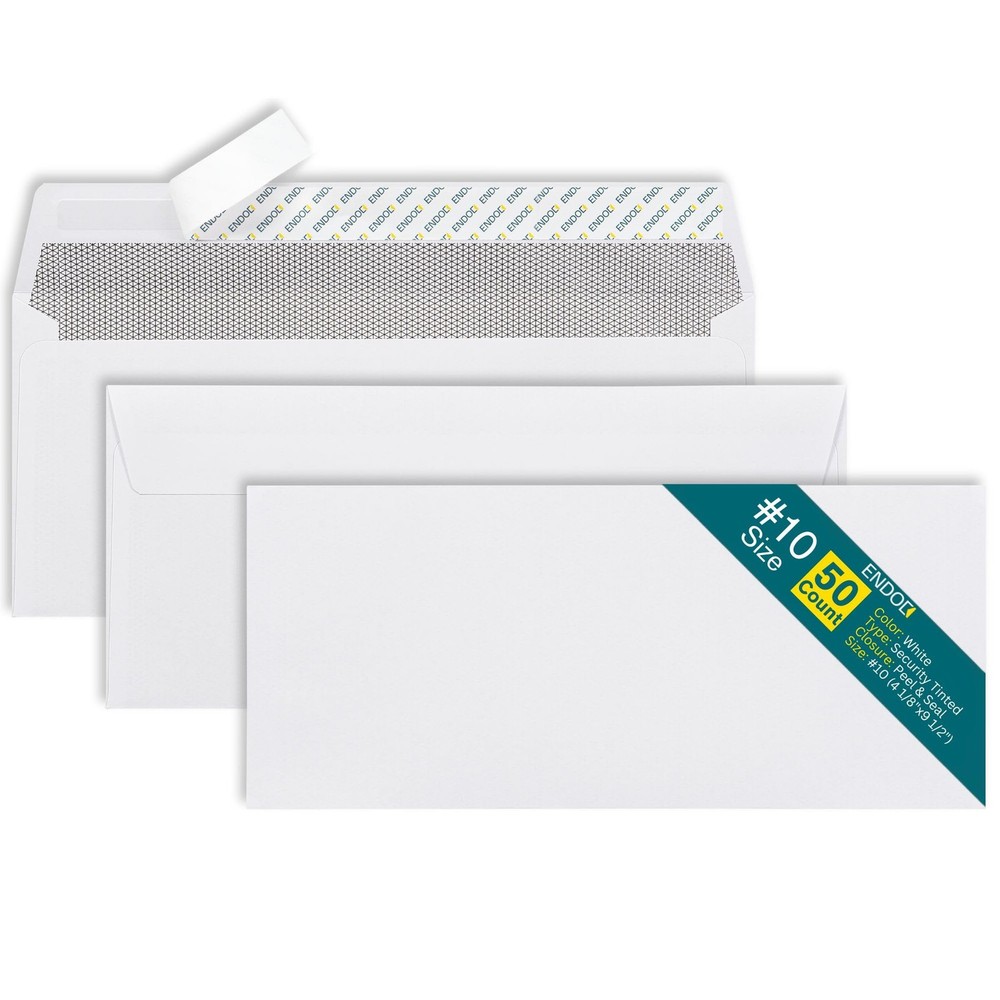 #10 Envelopes Self Seal - | 50 Count, 50 Pack | Peel &