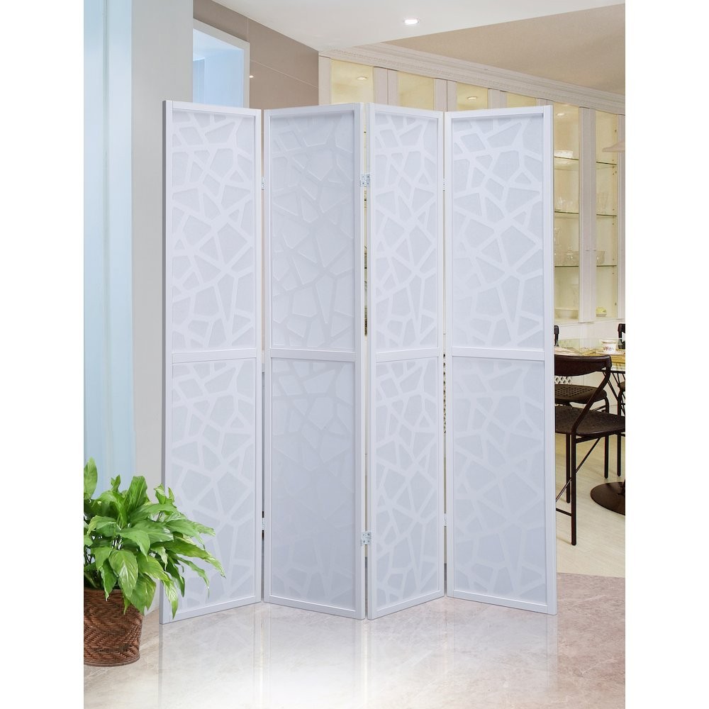 Giyano White 4 Panel Screen Room Divider