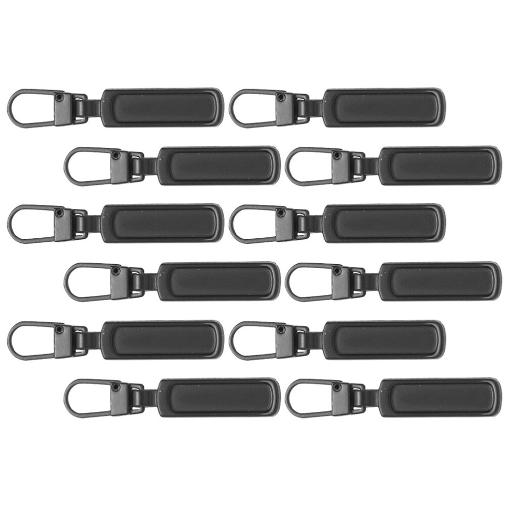 12PCS Convenient Zipper Slider Removable Sturdy Premium Black Zipper Puller