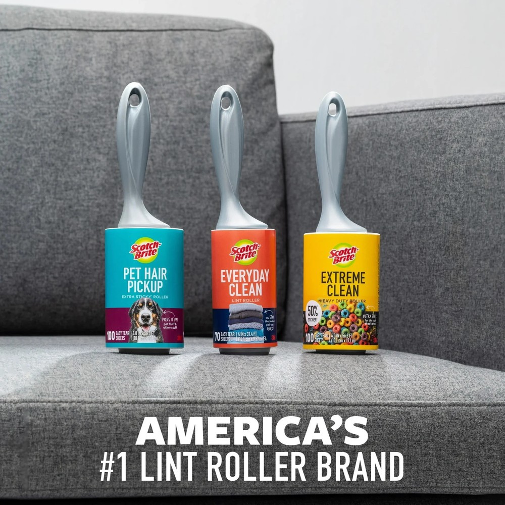 Scotch-Brite Lint Roller Twin Pack, 2 Rollers, 65 Sheets Per Roller, 130 Sheets