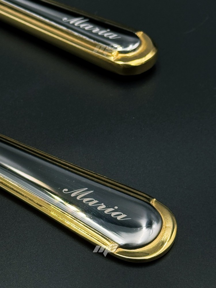 24k Gold Wedding Cake Server Set Personalized Name Knife & Fork Premium Gift Box