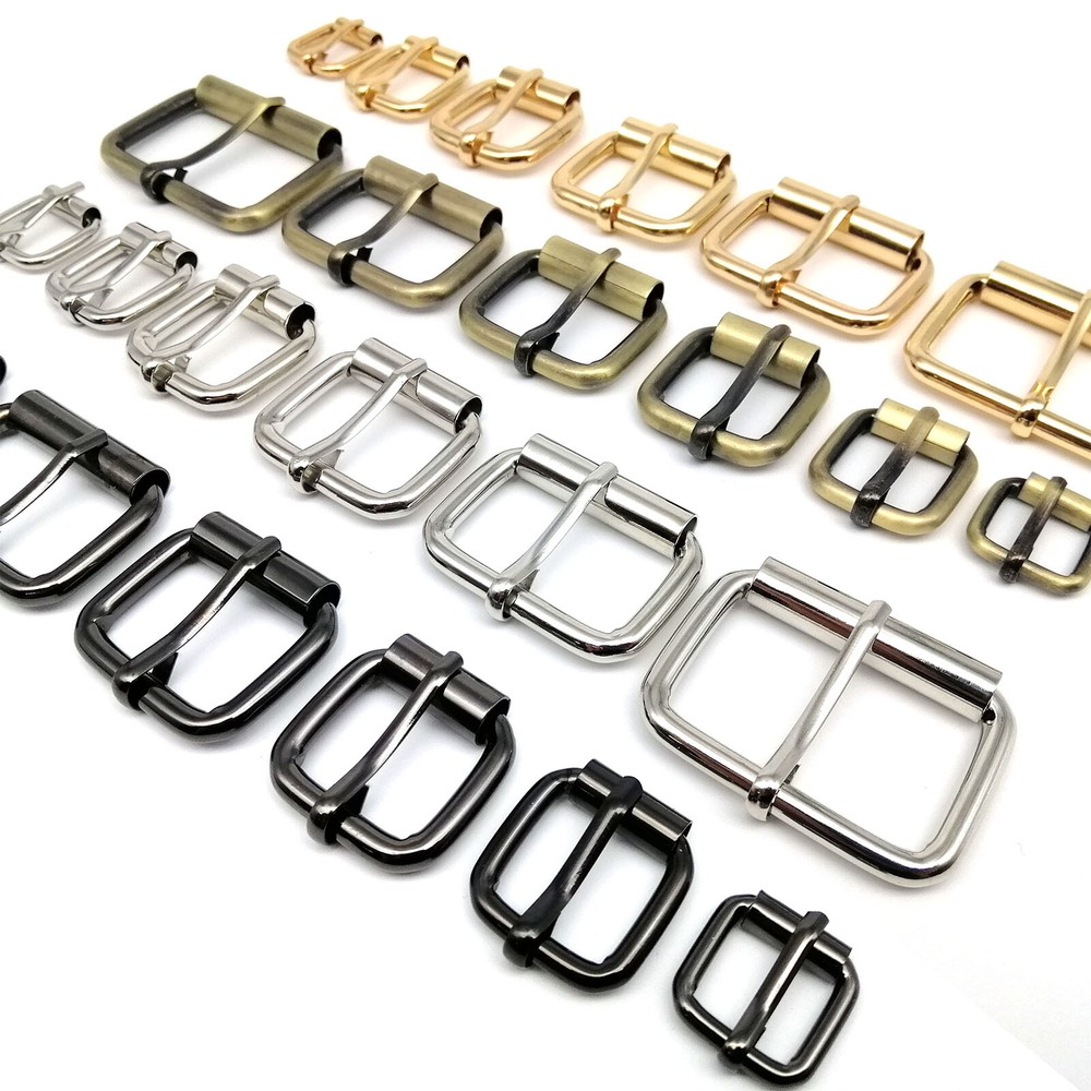 Leather Hand Bag Shoe Strap Belt Rectangle Adjust Roller Pin Buckle Clasp Ring