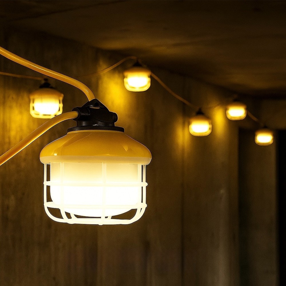 Industrial Construction String Lights Hanging Work Light Linkable 5000K