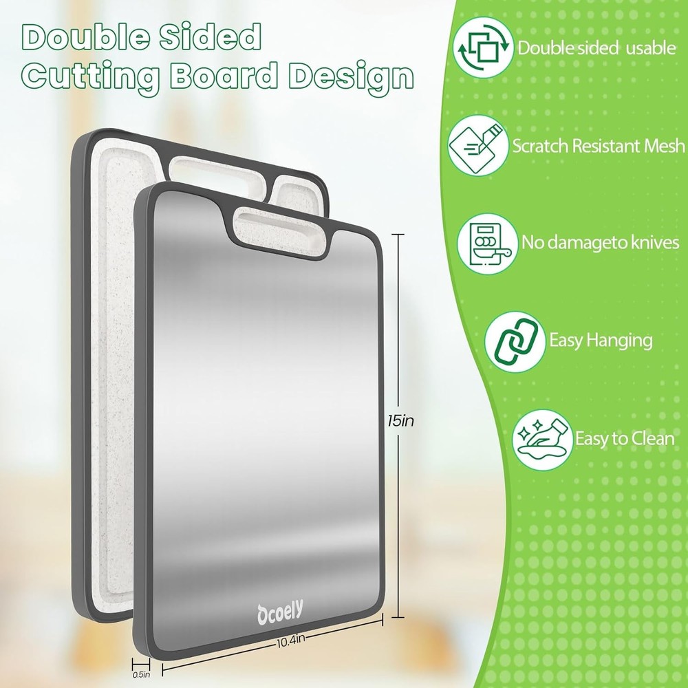 Titanium Cutting Boards for Kitchen – Dual-Sided Solid Titanium & Wheat Straw