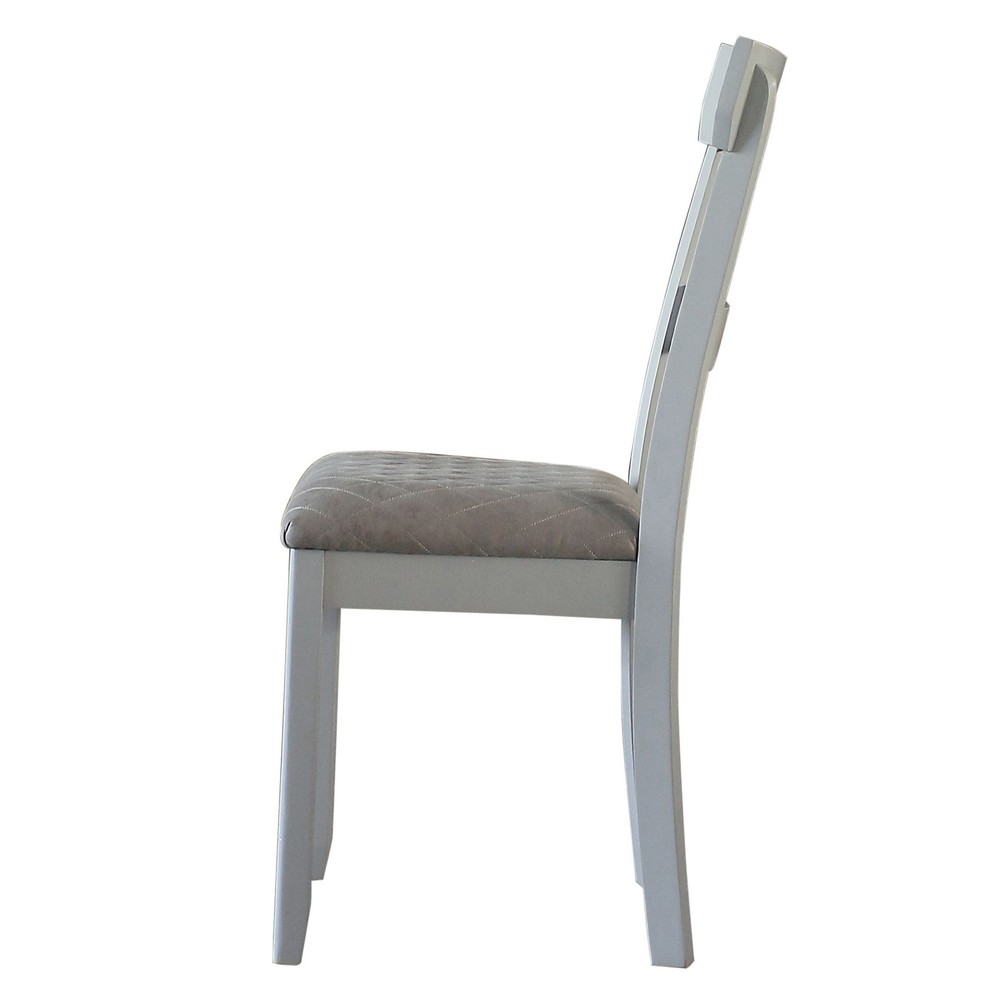 Two Tone Grey and Pearl Grey Ladder Back Side Chairs