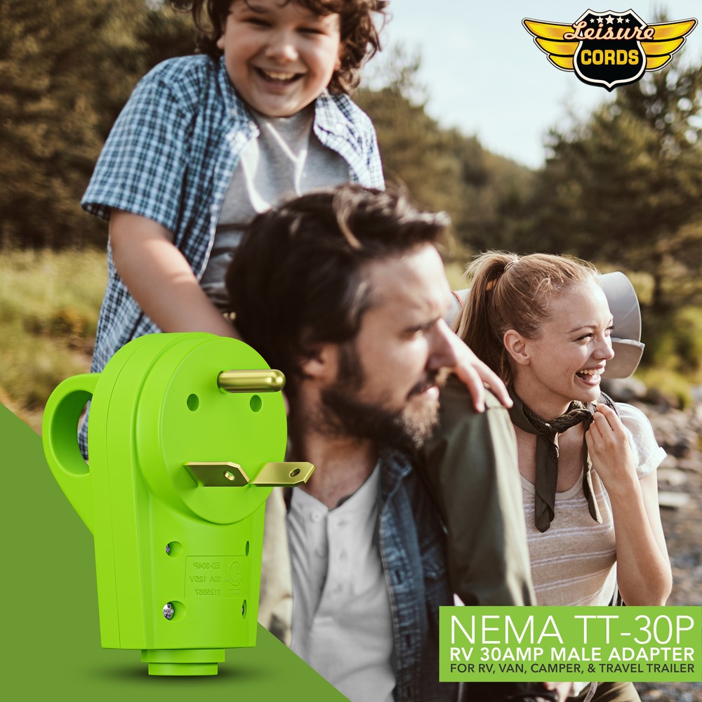 Leisure 30 AMP RV Receptacle Plug Male End TT-30P Replacement Electrical Adapter