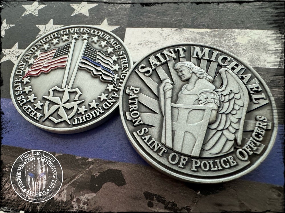 Blue Line St. Michael Challenge Coin