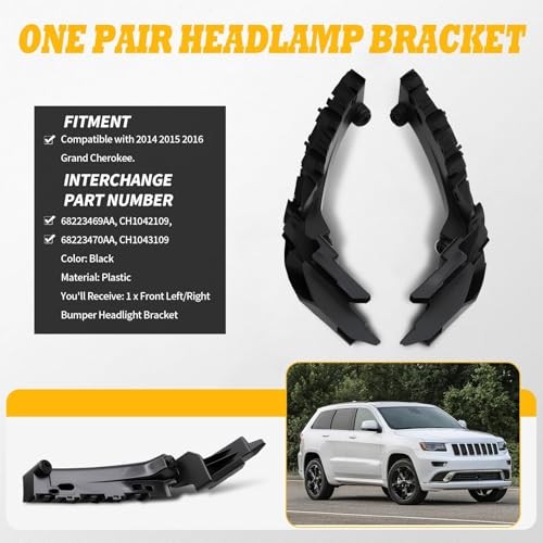 Front Bumper Headlight Support Brackets 1 Pair Compatible with 2014-2016 Grand