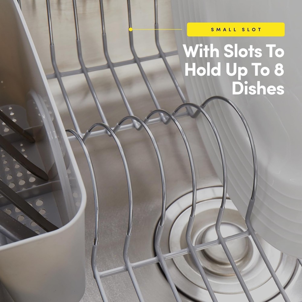 Dish Drying Rack & Cutlery Holder 2 Piece Set - Compact Sink-Fitting Dish Dra...