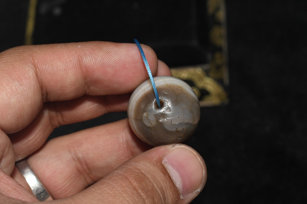 Large Ancient Round Bactrian Banded Agate Stone Bead over 3000 Years Old