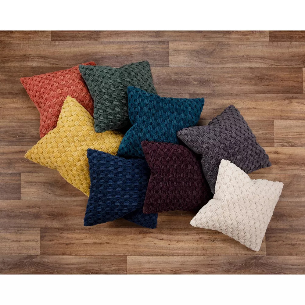 20"x20" Oversize Solid Textured Square Throw Pillow Cover Blue - Rizzy Home:
