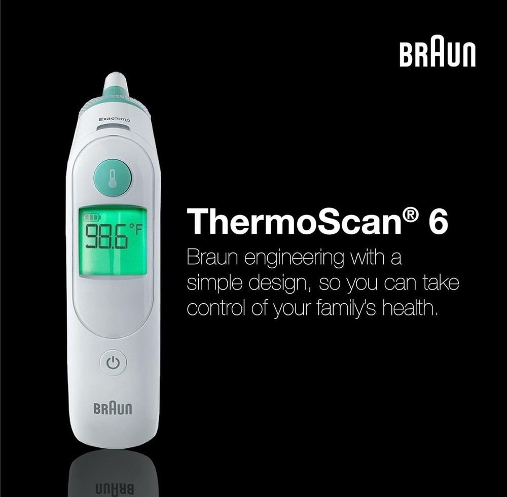Braun ThermoScan 6 Ear Thermometer with Color-Coded Digital Display