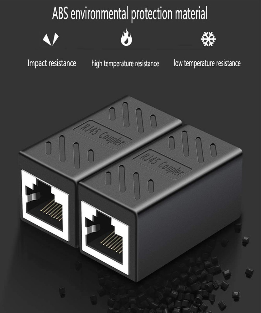 RJ45 Coupler 2 Pack Ethernet Cable Extender Inline LAN Connector Female Black