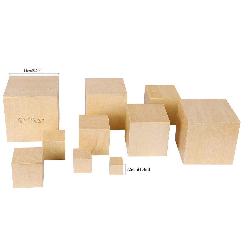 TOWO Wooden Stacking Boxes-Nesting and Sorting Cups Blocks for Todd