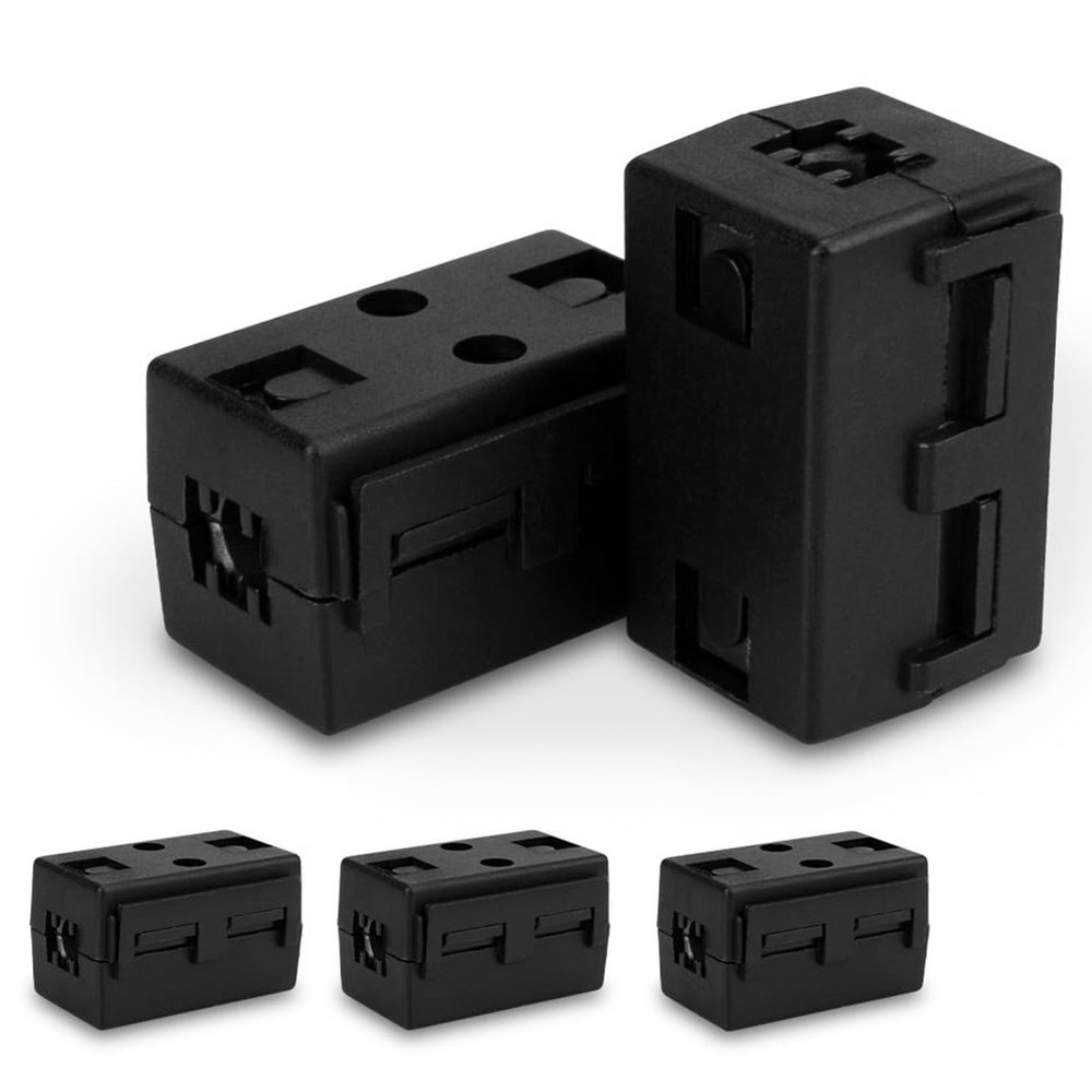 Black ClipOn Ferrite Core for Reducing Electromagnetic Interference in Cables