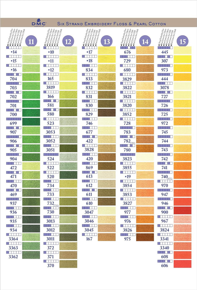 COLORCRD Needlework Threads 12-Page Printed Color Card with Thread Guide
