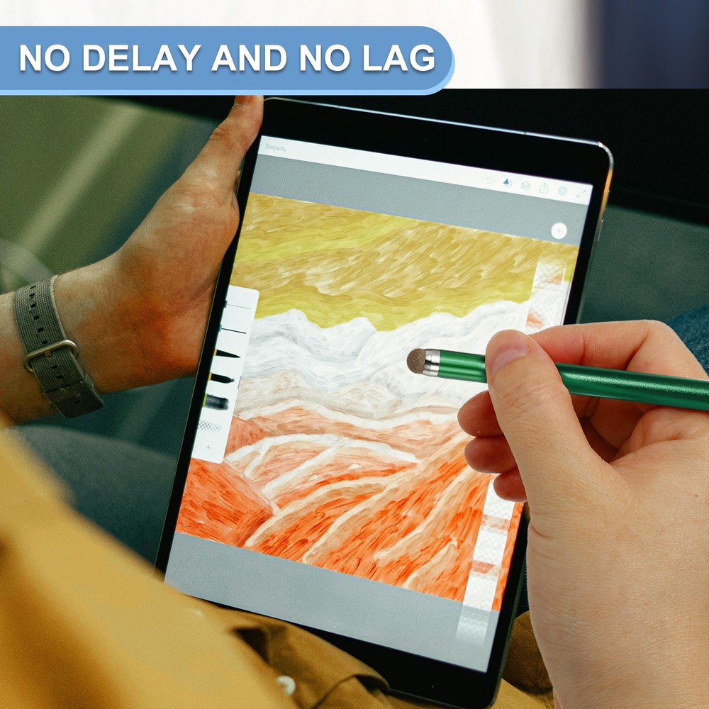 2 Pcs Screen Capacitive Pen with Spring Rope Fixing Dock Green