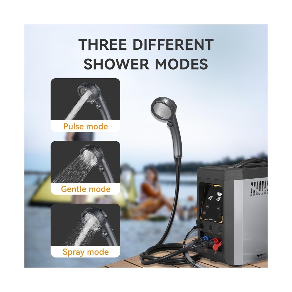 Portable Propane Water Heater for Camping, Built-in 4000mAh Rechargeable Batt...