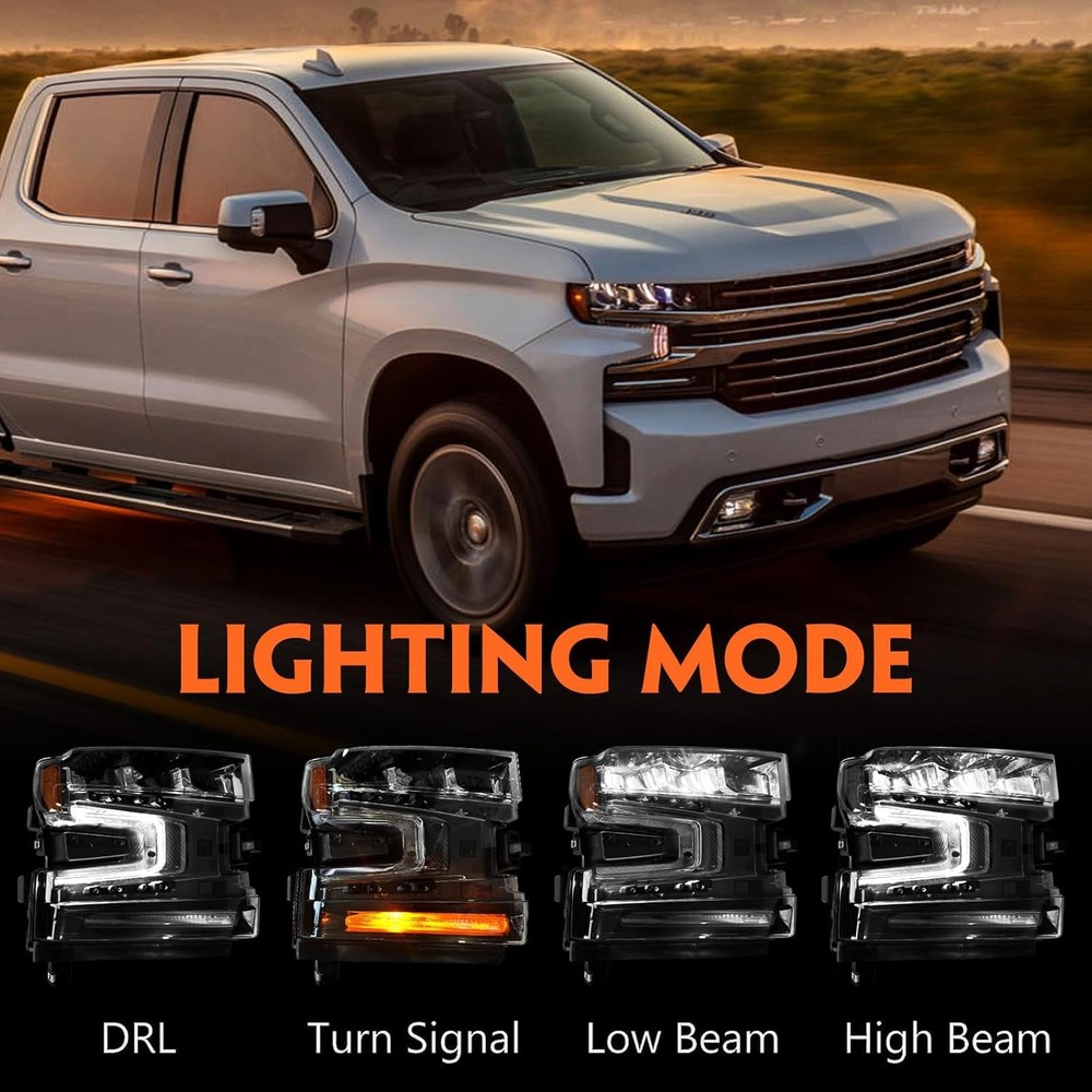 Right LED Headlight for Chevy Silverado 1500 2019-2022