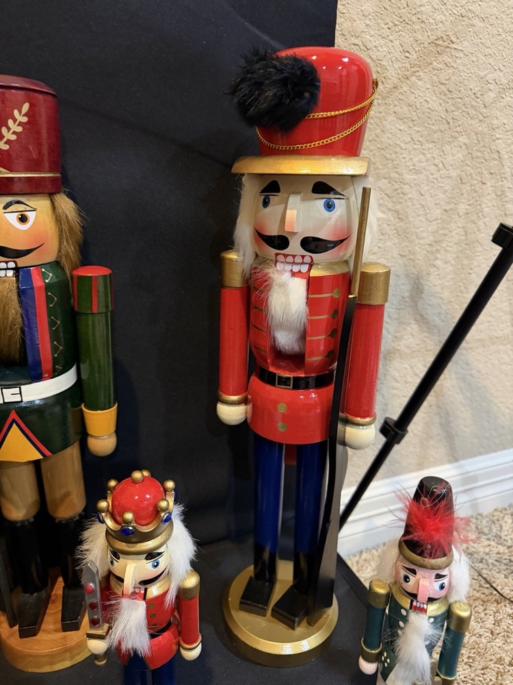 Lot Wood Nutcracker Christmas Decor Set Large Medium Small Holiday Display
