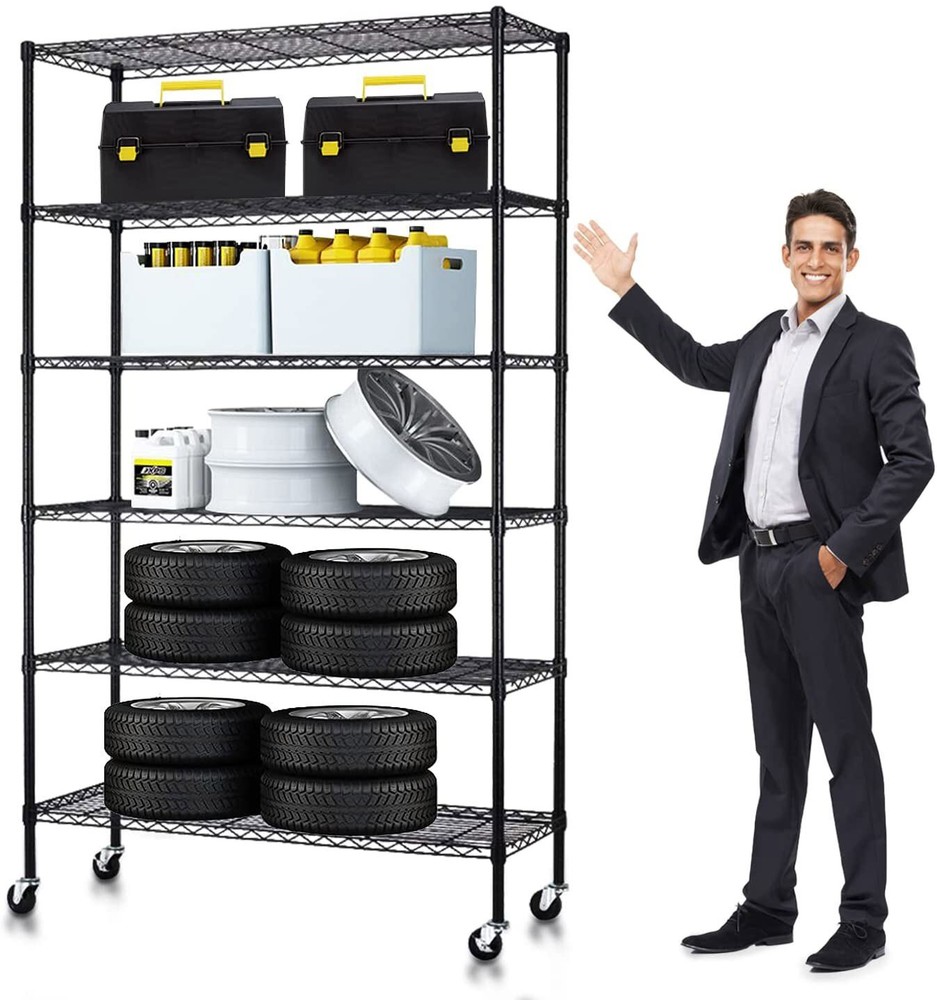 6 Tier Wire Shelving Unit Adjustable Metal Shelf 2100 LBS Capacity Storage Rack